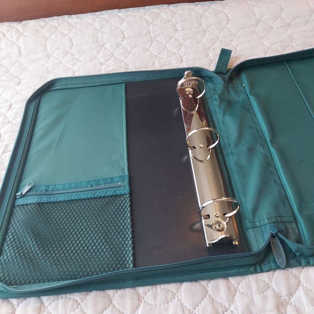 Vintage Mead Five Star Zipper 3 Ring Binder Teal Green School Office Storage - Picture 2 of 8